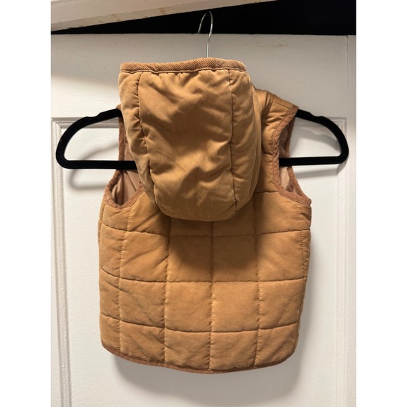 Telluride Clothing Company Kids Brown Quilted Puffer Vest Hooded Snap Front 2T - Picture 2 of 4